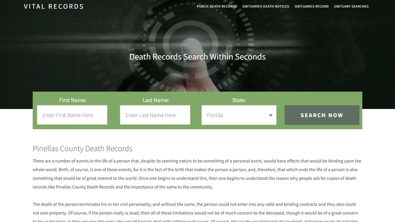 Pinellas County Death Records |Enter Name and Search|14 ...